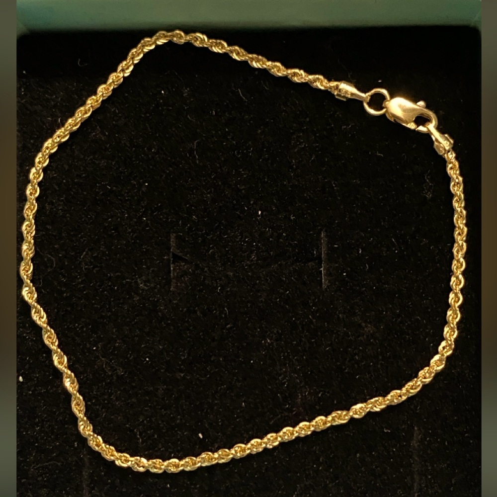 10k Solid Yellow Gold Diamond Cut Rope Bracelet Sz 7.25"